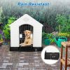Dog House Outdoor Plastic Weatherproof Kennel House with Elevated Floor, 35.5" L x 37.5" W x 39"H - KM3484