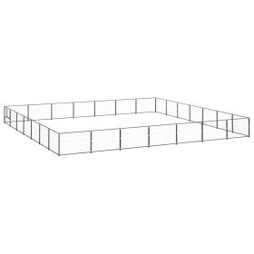 Dog Kennel Black 527.4 ftÂ² Steel - Black