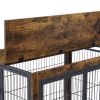Furniture Style Dog Crate Side Table on Wheels with Double Doors and Lift Top. Rustic Brown, 31.50'' W x 22.05'' D x 25'' H. - Rustic Brown