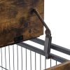 Furniture Style Dog Crate Side Table on Wheels with Double Doors and Lift Top. Rustic Brown, 31.50'' W x 22.05'' D x 25'' H. - Rustic Brown