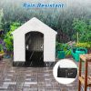 Dog House Outdoor Plastic Weatherproof Kennel House with Elevated Floor, 35.5" L x 37.5" W x 39"H - KM3484