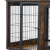 Furniture Style Dog Crate Side Table on Wheels with Double Doors and Lift Top. Rustic Brown, 31.50'' W x 22.05'' D x 25'' H. - Rustic Brown