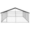 Outdoor Dog Kennel with Roof 236.2"x118.1"x59.1" - Silver